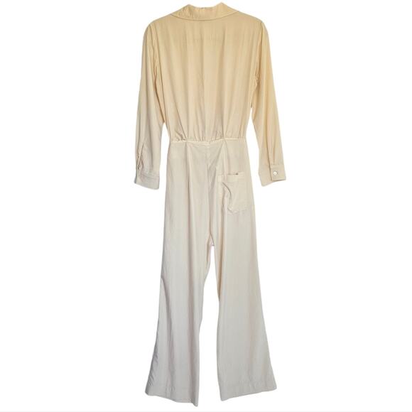 Nanushka Tanya Jumpsuit Size Small Long Sleeve Cut Out Tie Front Cream - Picture 13 of 16